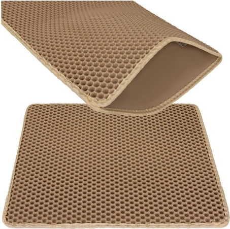 Purlov tapis beige à deux couches pour litière de chat 60 × 45 cm