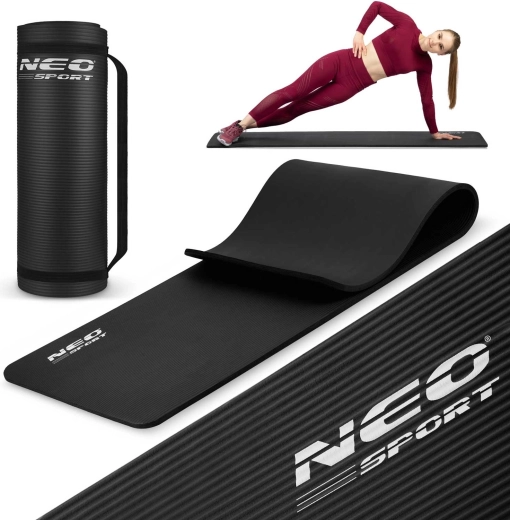 Tapis de fitness Neo Sport 183 × 60 cm, extra épais, noir