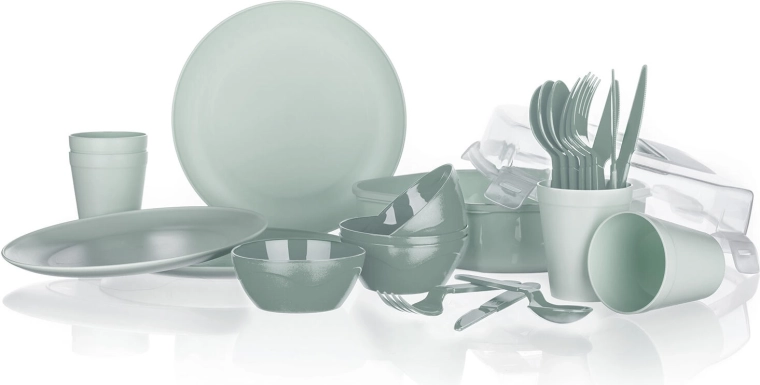 Set de vaisselle de camping 26 pièces en boîte – menthe