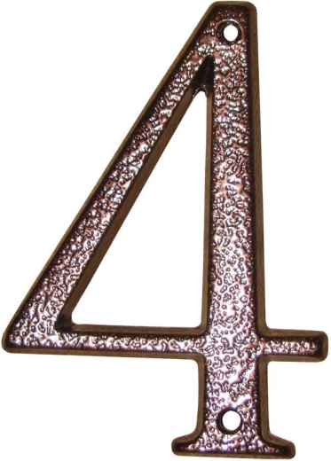 Numéro de maison 4 marron – alliage de zinc, hauteur 117 mm