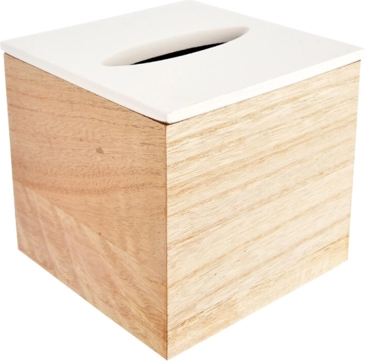 Boîte pour mouchoirs en papier beige et blanc 14 × 14 × 13 cm