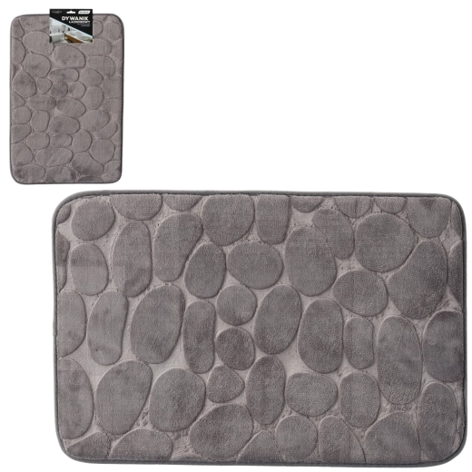 Tapis de salle de bain gris en microfibre 40 × 60 cm