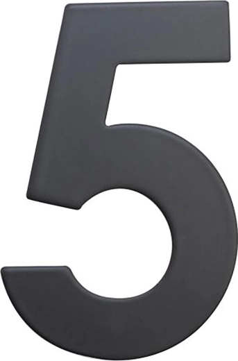 Numéro de maison 5, 75 mm, inox, noir mat