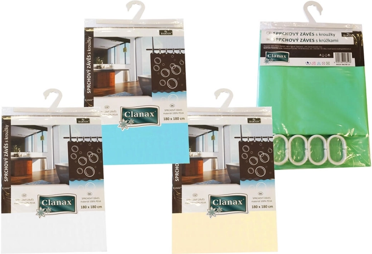 Rideau de douche SOLID 180 × 180 cm en PEVA avec 12 crochets, assortiment de couleurs