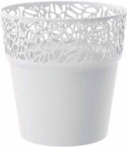 Cache-pot en plastique Naturo blanc 12 cm