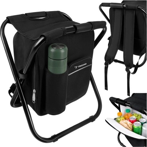 Sac à dos isotherme pliant avec tabouret TRIZAND 3-en-1, capacité 150 kg