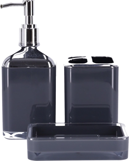 Ensemble d’accessoires de salle de bain 3 pièces BERRETTI, anthracite + chrome