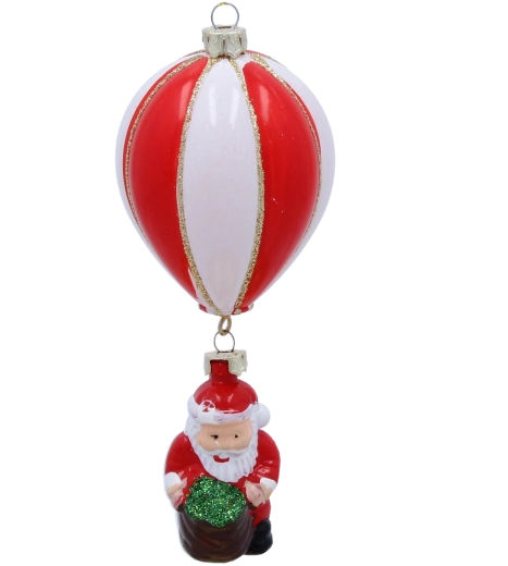 Boule de Noël Ballon avec le Père Noël 6 cm, lot de 12 pièces