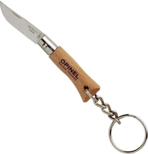 Opinel N°02 Inox couteau de poche porte-clés 3,5 cm, bois de hêtre
