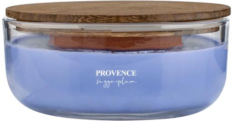 Bougie parfumée en verre PROVENCE avec mèche en bois sugarplum 24 h