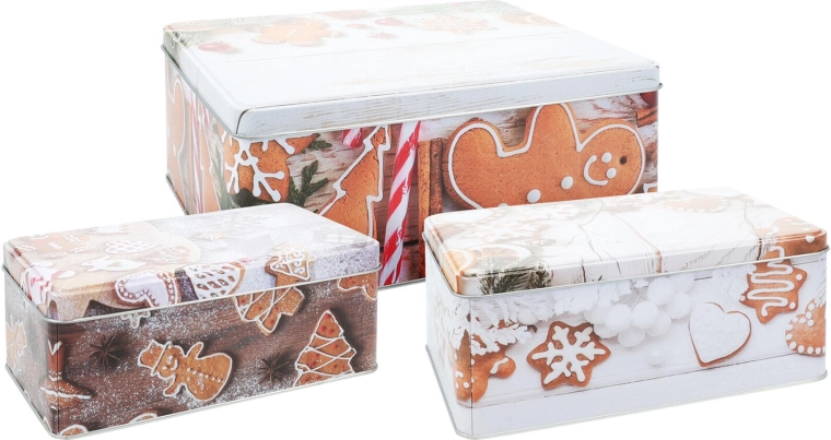 Boîtes rectangulaires de Noël en métal – lot de 3 pièces