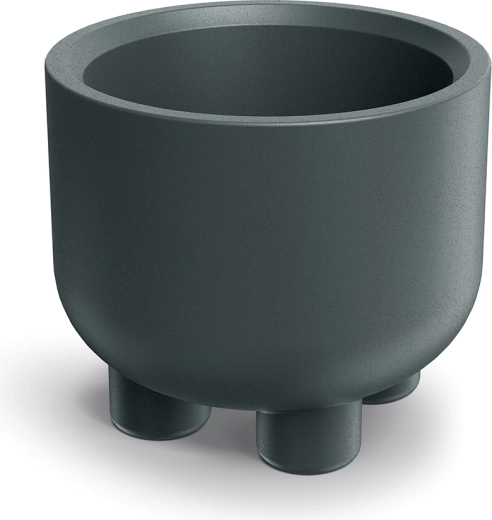 Cache-pot avec pieds Molta Round 48 cm – pot de fleurs rond en plastique graphite pour intérieur et extérieur