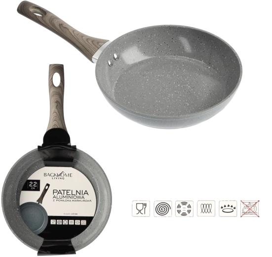 Poêle en aluminium avec revêtement marbre 22 cm