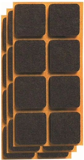 Patins en feutre autocollants pour meubles 20 × 20 mm, marron (24 pcs)