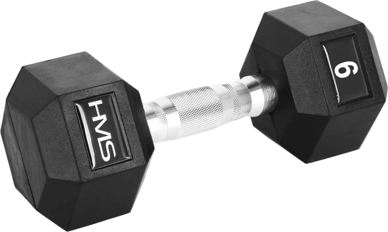 Haltère hexagonal HMS Hex Pro 9 kg avec revêtement en caoutchouc