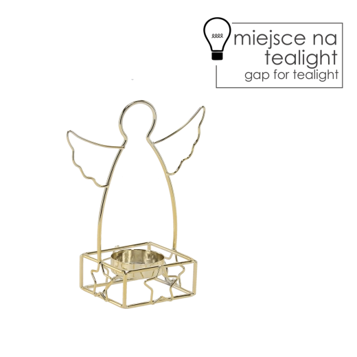 Chandelier métallique doré en forme d’ange pour bougie chauffe-plat