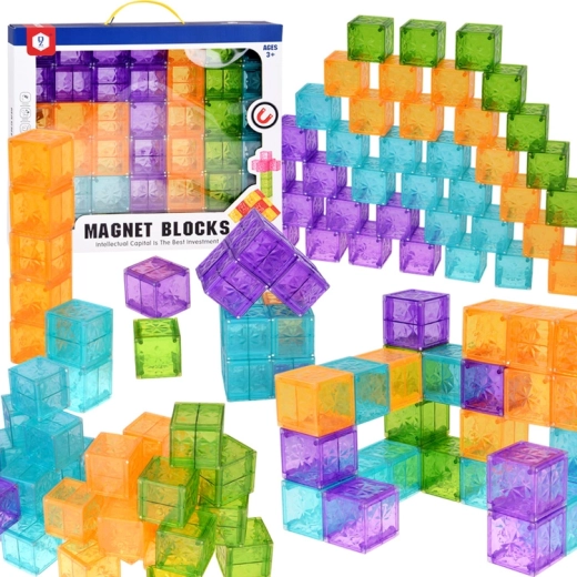Blocs de construction magnétiques transparents multicolores – 42 pièces