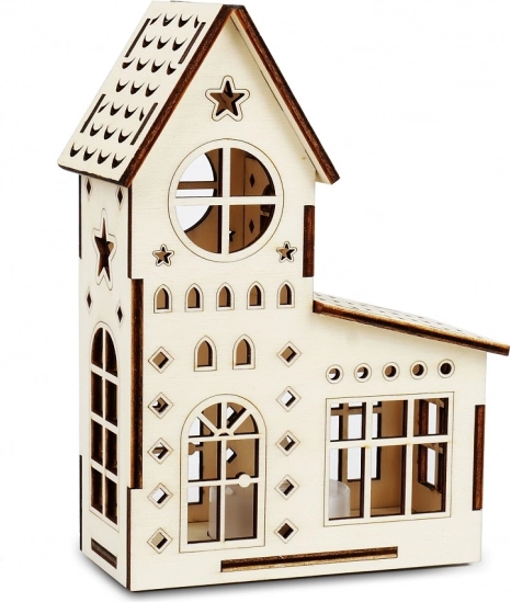 Petite maison d’église en bois avec bougie LED – Kouzlo dřeva