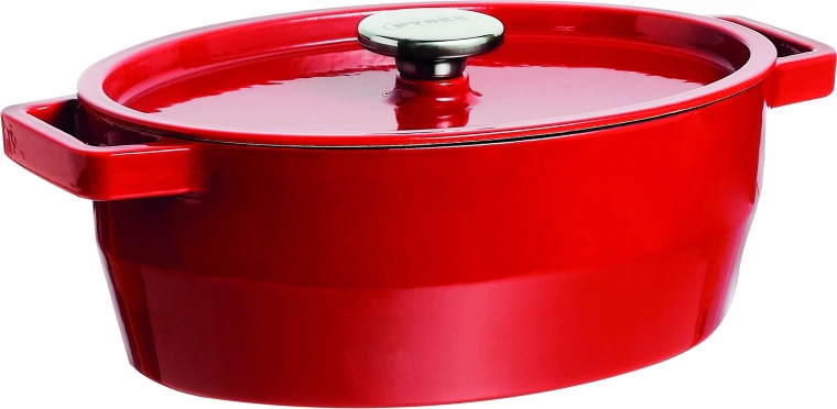 Cocotte en fonte avec couvercle Pyrex 4 l, 29 × 21 cm, rouge