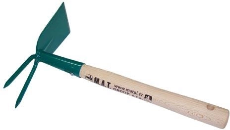 Sarcloir avec manche, 2 dents, 27 cm