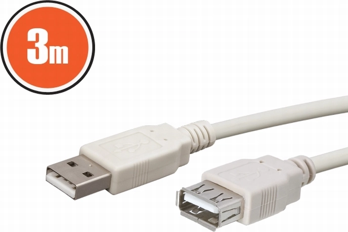 Rallonge USB-A, 3 m, blanche
