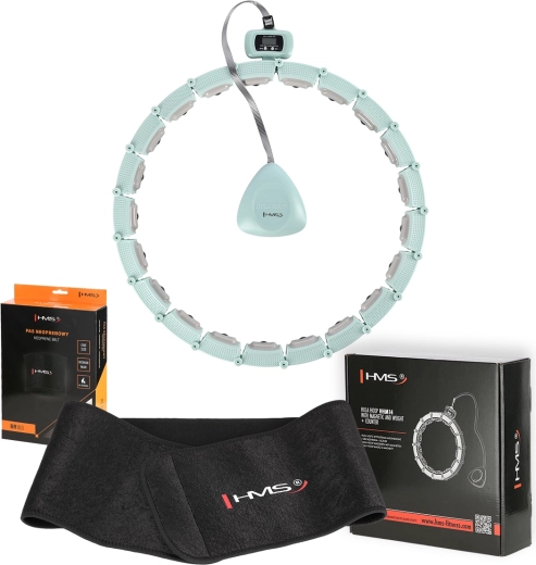 Set de hula hoop de massage HMS avec poids, compteur et ceinture amincissante verte