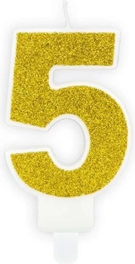 Bougie d’anniversaire chiffre 5 dorée 7 cm