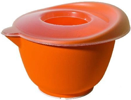 Bol à fouetter avec couvercle 23 cm 3,5 l, plastique avec base antidérapante, assortiment de couleurs