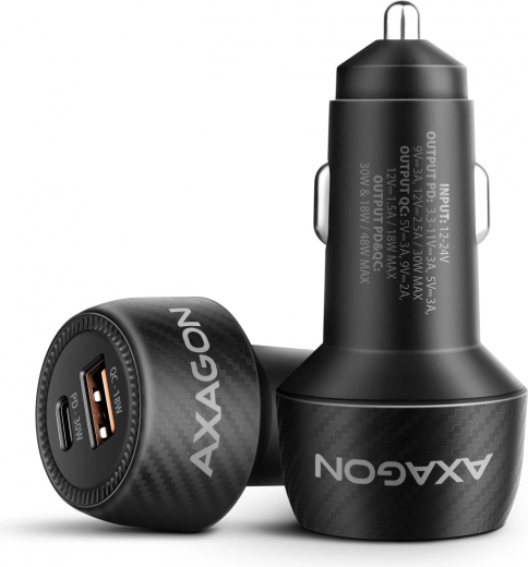 Chargeur voiture AXAGON 48W avec USB‑C Power Delivery 3.0 et USB‑A Quick Charge 4+