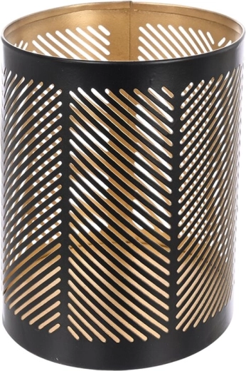 Bougeoir en métal Line noir et doré 12 cm