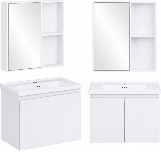 ModernHome meuble de salle de bain avec lavabo et armoire miroir, ensemble suspendu
