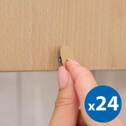 Cache-vis autocollants en décor chêne, 13 mm, 24 pièces