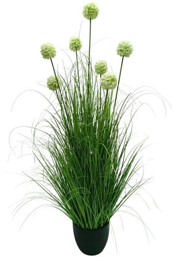 Ail décoratif artificiel en pot blanc 125 cm