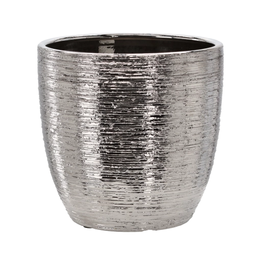 Cache-pot en céramique, argenté, 30 × 30 × 29,5 cm