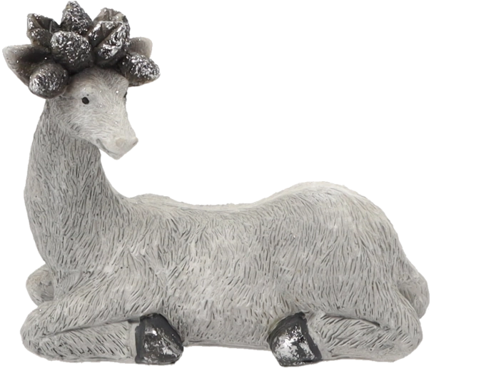 Figurine de renne grise allongée 17,5 × 8,5 × 15 cm