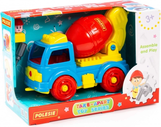 Bétonnière démontable avec outils et figurine, 29 pièces