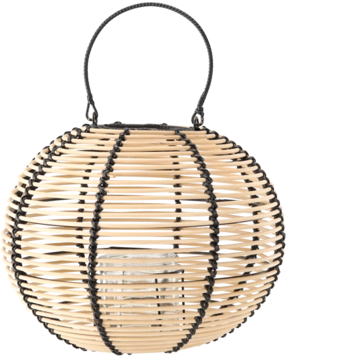 Lanterne en bois 35 × 27 cm en finition bois naturel et noir