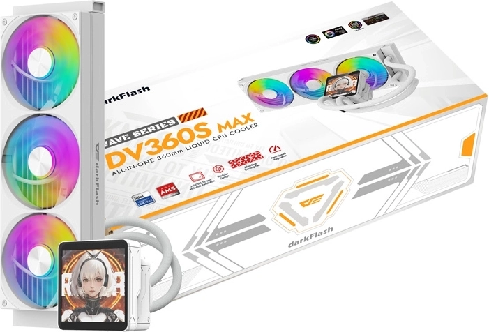 DarkFlash DV360S Max refroidisseur liquide de processeur blanc 360 mm avec écran LCD