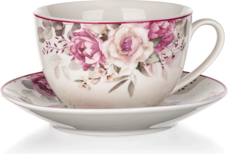 Tasse en céramique avec soucoupe ROSE 240 ml