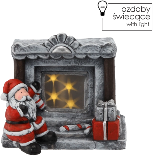 Figurine de Noël LED – Père Noël près de la cheminée 31 × 24,5 × 28,5 cm