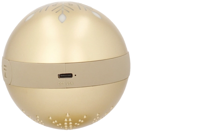 Décoration de sapin de Noël avec haut-parleur Bluetooth dorée 8,5 × 8,5 × 9,5 cm - 1 pièce