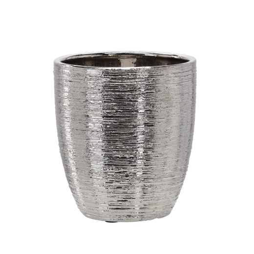 Cache-pot en céramique 25 × 25 × 25 cm argenté