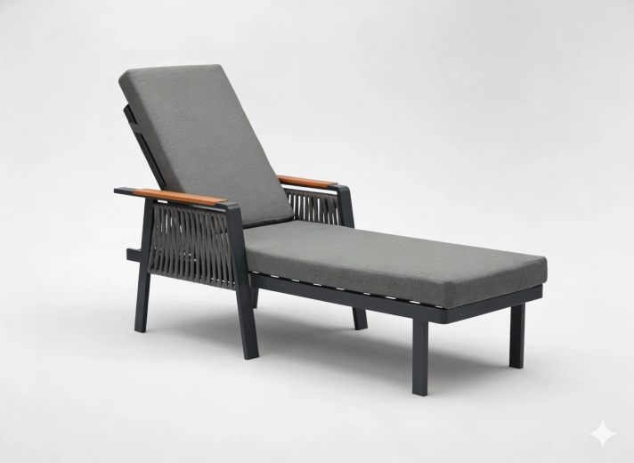 Chaise longue de jardin en aluminium Skopje, gris