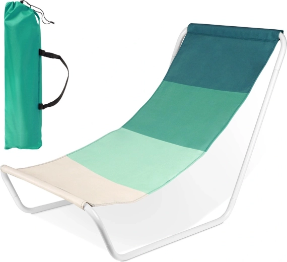 Chaise longue de plage pliante Vilde avec revêtement vert