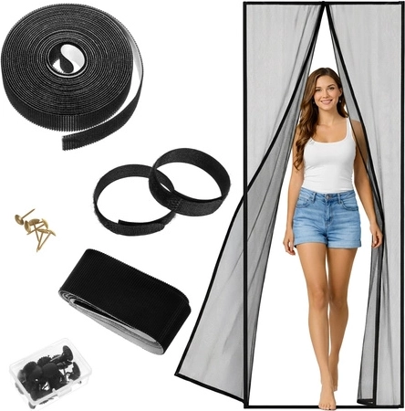 Moustiquaire magnétique pour porte 100 × 210 cm REPEST, noire