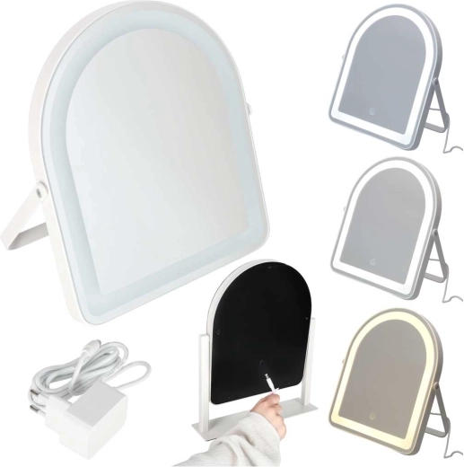 Miroir cosmétique LED de maquillage avec commande tactile 12 V blanc - 1 pièce