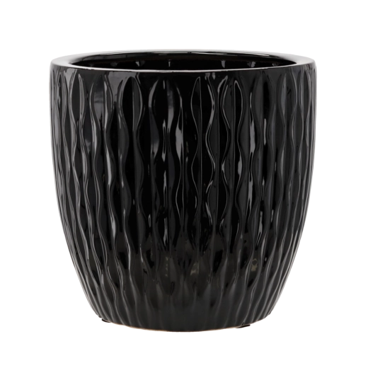 Cache-pot en céramique 39 × 39 × 39 cm noir brillant