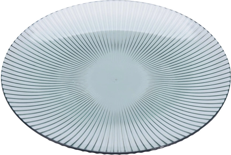 Assiette/plateau rond de service à rayures 20 cm, plastique transparent