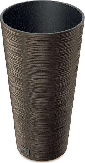 Cache-pot Furu Slim Eco Wood avec insert 25 cm – café