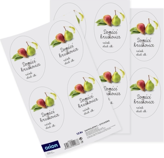 Étiquettes autocollantes pour bouteilles de poire (eau-de-vie maison) (12 pcs, CZ)